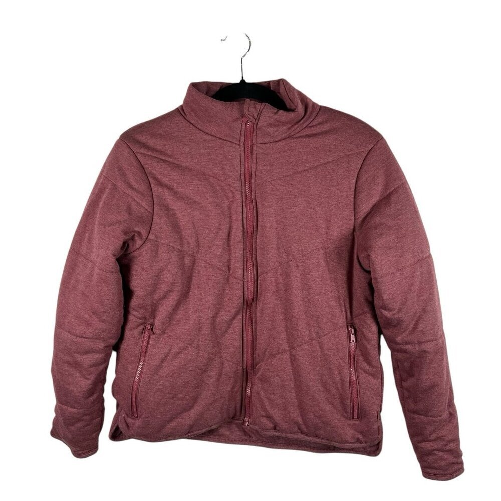 THREE DOTS Jacket Sweatshirt Red Full Zip Quilted Pockets Women’s Size Medium